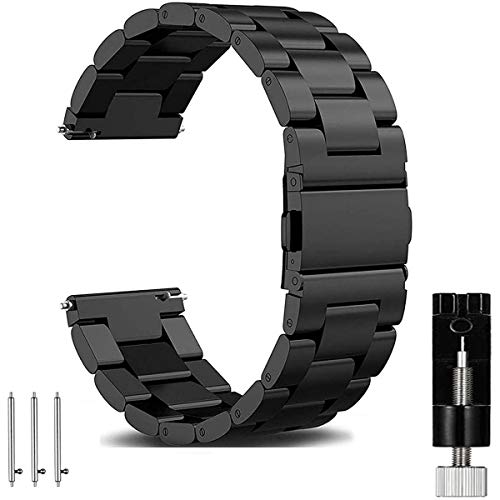 OTOPO Kompatibel Galaxy Watch 3 45mm Armband/46mm SM-R800 Armband & Gear S3 Armband Frauen Männer, 22mm Metallarmband für Samsung Gear S3 Frontier (Schwarz) von OTOPO