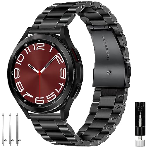 OTOPO Kompatibel Galaxy Watch 5 Pro Armband,Watch 4 6 Classic Armband 47mm 46mm 42 43mm,Watch 6 5 4 Armband 40mm 44mm Metall Bänder für Männer Schwarz von OTOPO