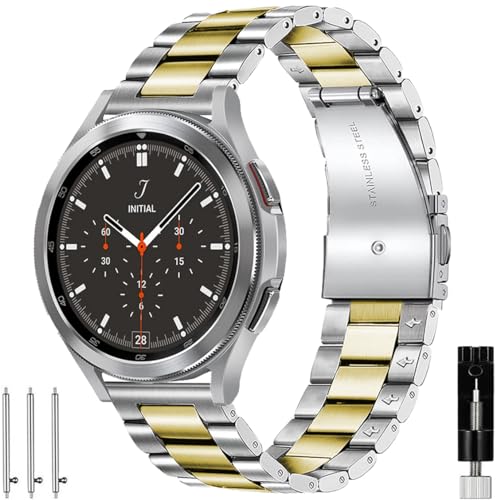 OTOPO Kompatibel Samsung Galaxy Watch 4/6 Classic Armband 46mm 47mm 42mm 43mm,Watch 4/5/6 40mm 44mm,Active 2 Armband Metall Frauen Männer, 20mm Metallarmband Edelstahl von OTOPO