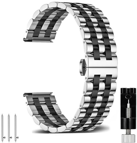 OTOPO Kompatibel Samsung Galaxy Watch 4 6 Classic Armband 47 46 43 42mm,Watch 6 5 4 Armband 40 44mm,Watch 5 Pro 45mm Metall Uhrenarmband, 20mm Metallarmband Bänder Edelstahl für Männer Frauen von OTOPO