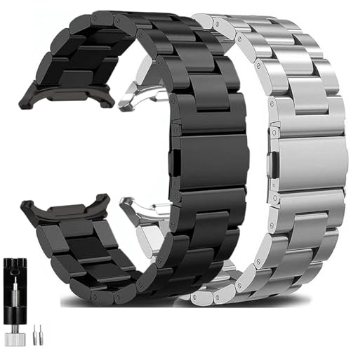 OTOPO Kompatibel Samsung Galaxy Watch 7 Ultra Armband 47mm, Galaxy Watch 7 Ultra Armband Metall Frauen Männer,Metallarmband Edelstahl Schwarz Silber von OTOPO