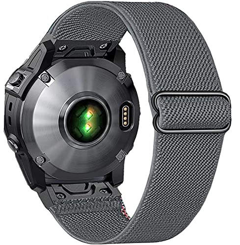 OTOPO Kompatibel mit Fenix 5X/5X Plus/6X/6X Pro/7X/7X Pro Armband für Herren, Dehnbarer Verstellbarer Stilvolles Nylon Elastisch Armband für Garmin Fenix 5X/5X Plus/6X Pro(Dunkelgrau2) von OTOPO