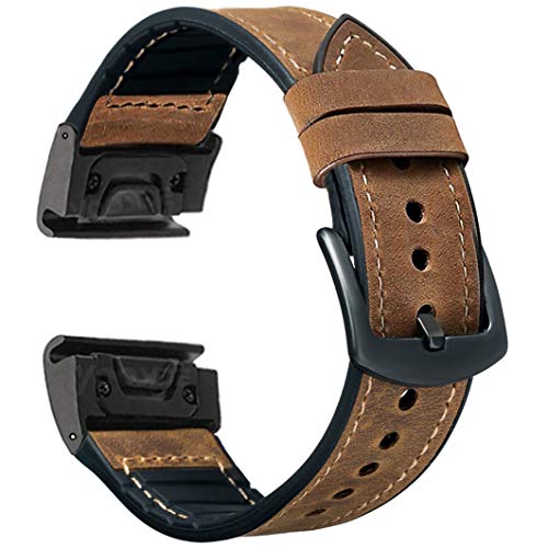 OTOPO Kompatibel mit Fenix 6/Fenix 5/Fenix 7/ EPIX 2 Armband für Herren, 22mm Quick Fit Hybrid Sport Armband Leder Schweißfest Handgelenkband für Garmin Fenix 6 Pro/Sapphire,Fenix 5 Plus von OTOPO