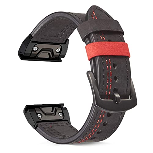 OTOPO Kompatibel mit Fenix 6/Fenix 5/Fenix 7/ EPIX 2 Armband für Herren, 22mm Quick Fit Sport Armband Leder Schweißfest Handgelenkband für Garmin Fenix 6 Pro/Sapphire,Fenix 5 Plus von OTOPO
