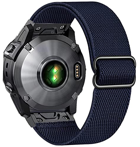 OTOPO Kompatibel mit Fenix 6/Fenix 5/Fenix 7/ EPIX 2 Armband für Herren, Dehnbarer Verstellbarer Stilvolles Nylon Elastisch Armband für Garmin Fenix 6 Pro/Sapphire,Fenix 5 Plus (Blau) von OTOPO