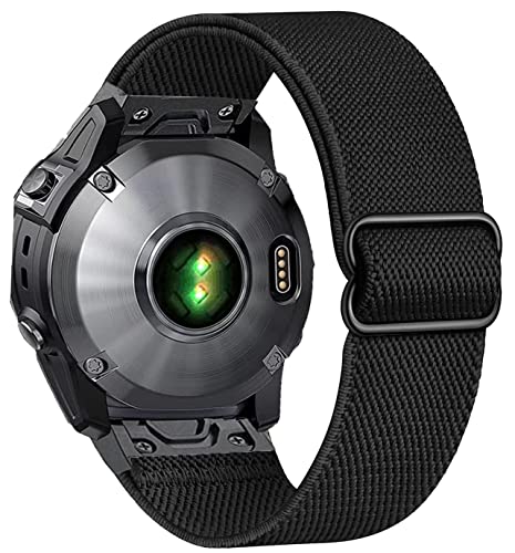 OTOPO Kompatibel mit Fenix 6/Fenix 5/Fenix 7/ EPIX 2 Armband für Herren, Dehnbarer Verstellbarer Stilvolles Nylon Elastisch Armband für Garmin Fenix 6 Pro/Sapphire,Fenix 5 Plus (Schwarz) von OTOPO