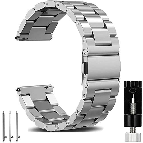 OTOPO Metallarmband Kompatibel Galaxy Watch 3 45mm/Galaxy Watch 46mm 2018/Gear S3 Frauen Männer,22mm Edelstahl Uhrenarmband für Amazfit GTR 47mm/Huawei GT2e/GT2 Pro/Huawei Watch 3/3 Pro/4/4 Pro-Silber von OTOPO