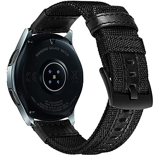 OTOPO für Galaxy Watch 46mm / Gear S3 Armband & Huawei Watch GT 2 46mm /GT Active/GT 46mm Armbands, 22mm Nylon Ersatz Riemen Bänder Armband für Samsung Galaxy Watch 46mm / Gear S3 Smartwatch - Schwarz von OTOPO