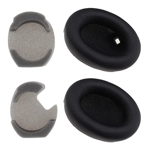 1 Paar Ohrpolster Ersatz Kompatibel mit Sony WH-1000XM4 Kopfhörer Ohrpolster aus Proteinleder und Schwamm Weiches Ohrpolster Kopfhörer Zubehör Schwarz von OTOTEC