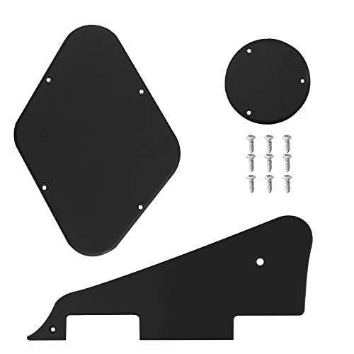 3tlg LP Pickguard Backplate Wahlschalterplatte Abdeckung Mit Schrauben Kompatibel mit Epiphone Les Paul Standard Gitarre Kunststoff Schwarz von OTOTEC