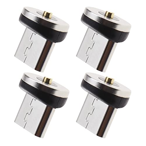 4 Stück Magnetisch Ladeanschluss Micro-USB Magnetstecker Rotierender Magnetadapter Magnetsteckerspitzen Kopf für magnetisches Ladekabel kompatibel mit Android Geräte von OTOTEC