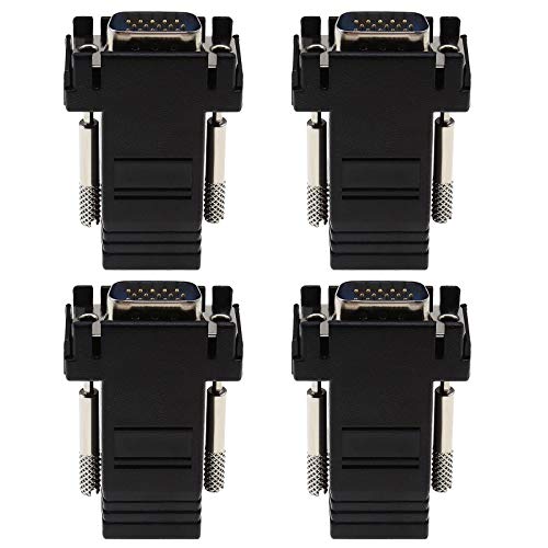 4 Stück VGA 15-Poliger Stecker auf RJ45 Netzwerkkabel Adapter Konverter Erweiterung von Videosignalübertragung über CAT5 CAT6 Ethernet-Kabel von OTOTEC