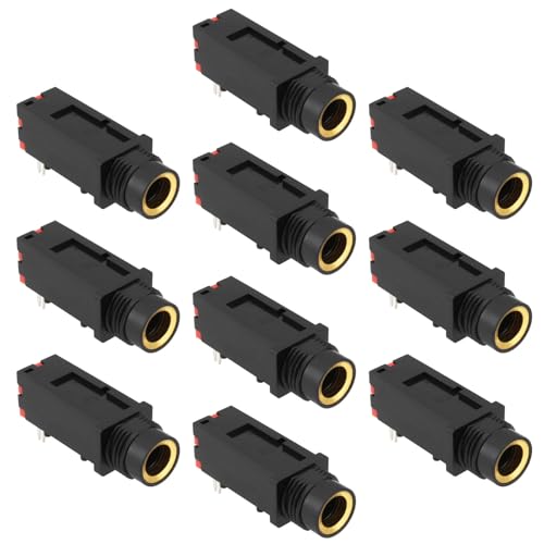 OTOTEC 10 Stück Vergoldung 6,35 Mm 3-polige Buchse Kopfhörer-Stereobuchse Ersatzteil 1/4 Zoll Kopfhörer-Stereobuchse Audio-Stereo-Anschluss Leiterplattenmontage 50 V/1 A von OTOTEC