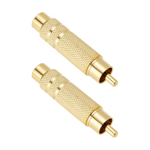 OTOTEC 2 Stück Cinch-auf-6,35-mm-Adapter Cinch-Stecker auf 1/4 Zoll TS-Buchse Audio-Konverter für Mikrofonverstärker Lautsprecher 50 Mm (vergoldet) von OTOTEC