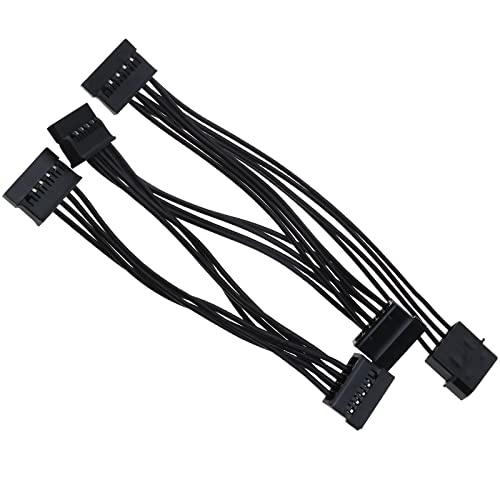 OTOTEC 4 Pin IDE Molex auf 15 Pin SATA Netzteil Kabel 4 Pin IDE Stecker auf 5 x 15 Pin SATA Buchse Power Splitter Kabel 18AWG für Festplatten/optische Laufwerke von OTOTEC