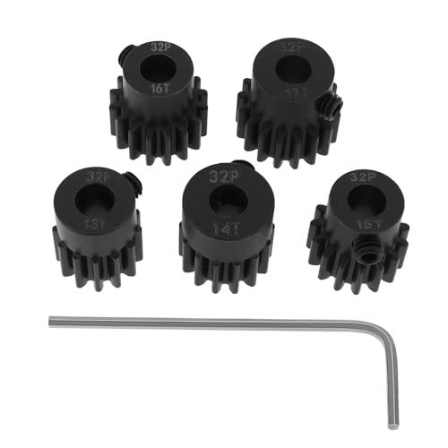 OTOTEC Ritzelmotor-Getriebe-Set, 32P, schwarz, Stahl, Metall, 5 mm, 13T, 14T, 15T, 16T, 17T, kompatibel mit Arrma Traxxass Axial HSP Redcat Losi Maßstab 1/8, 1/10, RC Auto, LKW, Buggy, 5 Stück OTOTEC Ritzelmotor-Getriebe-Set, 32P, schwarz, Stahl, Metall, 5 mm, 13T, 14T, 15T, 16T, 17T, kompatibel mit Arrma Traxxass Axial HSP Redcat Losi Maßstab 1/8, 1/10, RC Auto, LKW, Buggy, 5 Stück von OTOTEC
