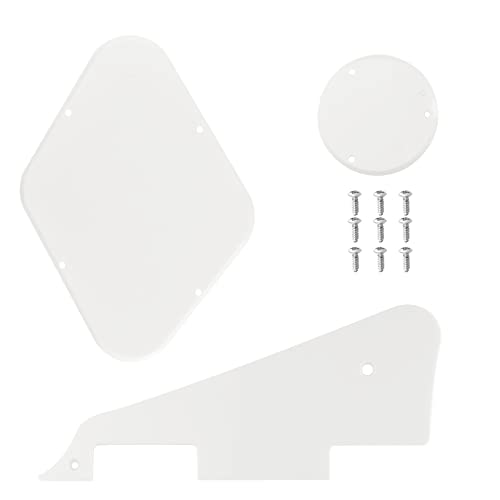 Set mit 3 Stück LP Pickguard Control Backplate Select Switch Plate Cover mit Schrauben kompatibel mit Epiphone Les Paul Standard Guitar Plastic White von OTOTEC