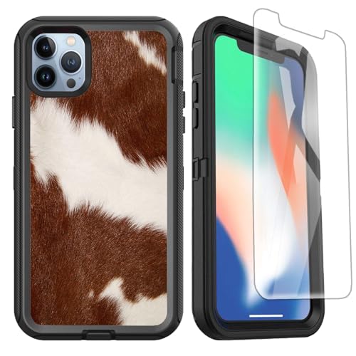 OTTARTAKS Kompatibel mit iPhone 13 Pro Max Hülle mit Displayschutzfolie, Western-Rindsleder, strapazierfähig, Schutz in Militärqualität, stoßfeste Schutzhülle für iPhone 13 Pro Max 6,7 Zoll, Braun OTTARTAKS Kompatibel mit iPhone 13 Pro Max Hülle mit Displayschutzfolie, Western-Rindsleder, strapazierfähig, Schutz in Militärqualität, stoßfeste Schutzhülle für iPhone 13 Pro Max 6,7 Zoll, Braun von OTTARTAKS