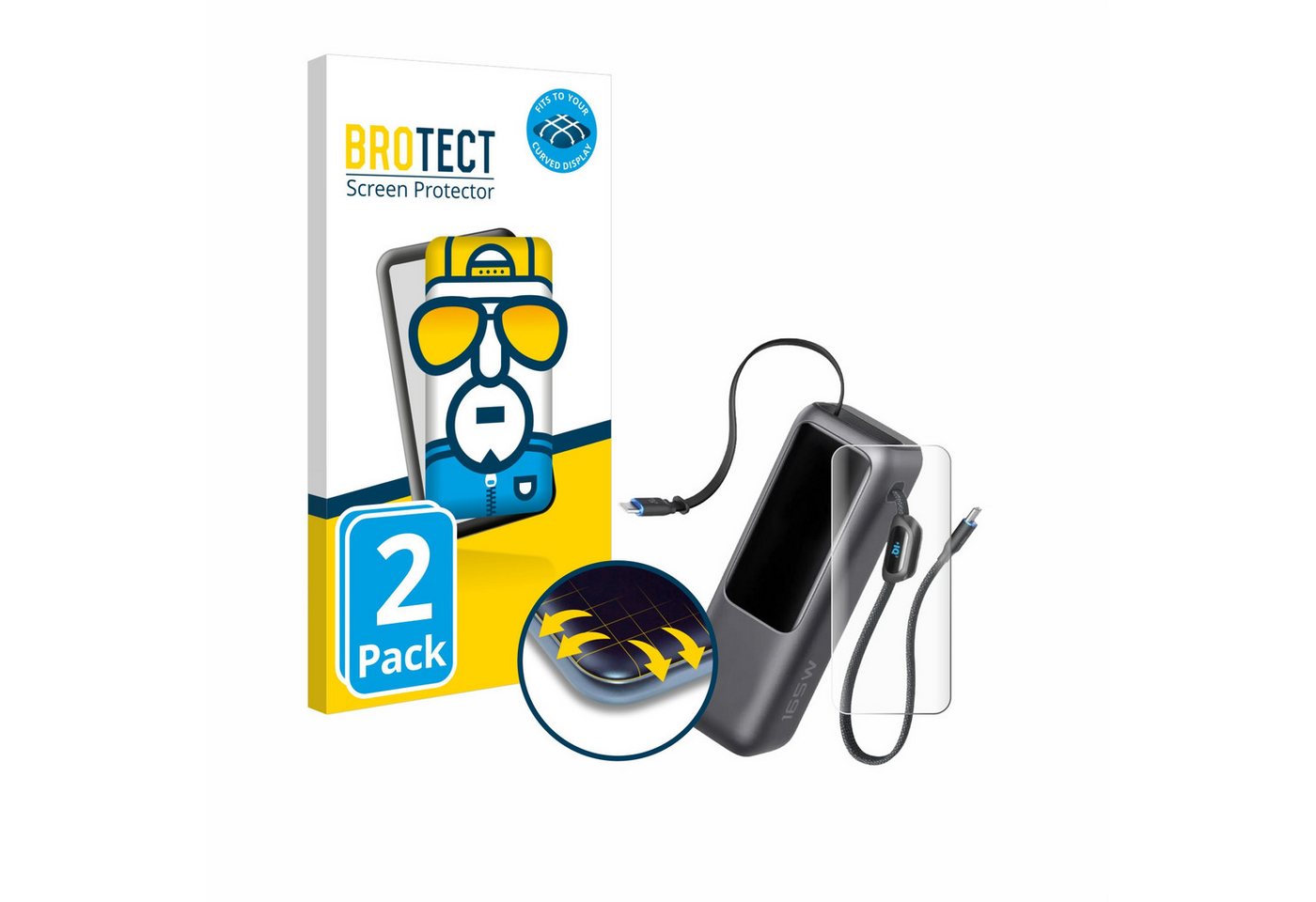 BROTECT Displayschutzfolie Fullscreen Schutzfolie für Anker Laptop Powerbank A1695, 2 Stück, Displayschutz Folie Fullcover Klar Transparent BROTECT Displayschutzfolie Fullscreen Schutzfolie für Anker Laptop Powerbank A1695, 2 Stück, Displayschutz Folie Fullcover Klar Transparent von BROTECT