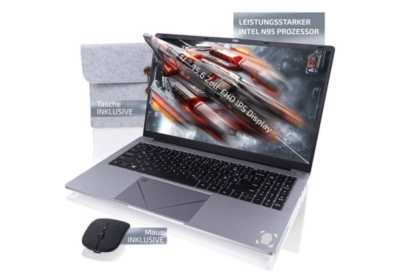 Goldstern-Tech Elitebook Notebook (39,60 cm/15.6 Zoll, Intel Celeron N95, Intel UHD, 512 GB SSD, Windows 11 Pro, Full-HD Display, Federleicht Design) von Goldstern-Tech