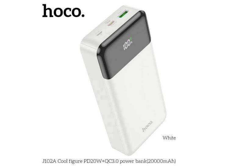 HOCO Powerbank 20000mAh PD QC3.0 3A 20W USB-A & USB-C LED-Anzeige Powerbank von HOCO