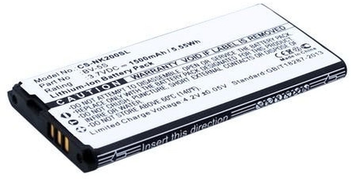 AGI Akku für Nokia BV-5S Li-Ion 3,7 Volt 1500 mAh schwarz Handy-Akku 1500 mAh (3.7 V) von AGI
