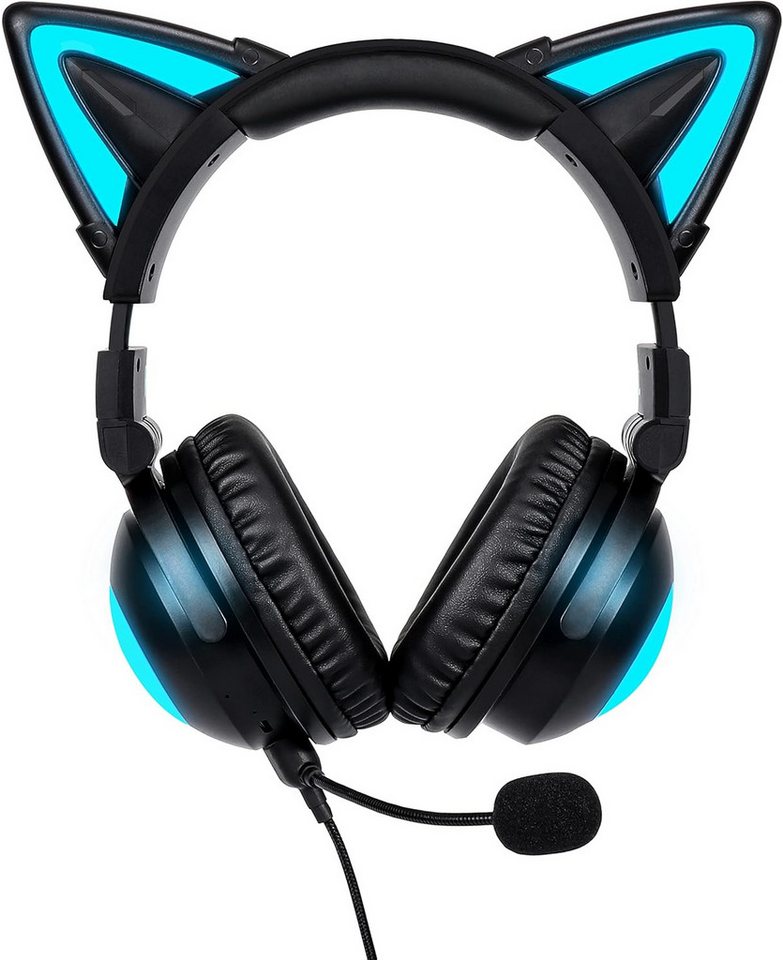 KUQIRMAOERJI 8 Blinkmodi,mit anschließbarem HD-Mikrofon & Mikrofon-Stummschalttaste Gaming-Headset (Hervorragende Klangqualität: Mit einem leistungsstarken Neodym-Magnetlautsprecher und optimiertem EQ erleben Sie klaren Sound und ein beeindruckendes Stereoerlebnis für Musik und Spiele., Bluetooth, Schnellere Verbindung Stabile Bluetooth- und kabelgebundene Verbindung) von KUQIRMAOERJI