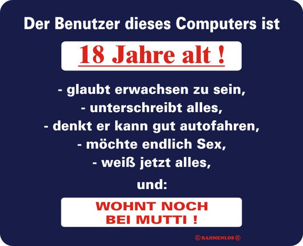 Mauspad Benutzer ist 18 - Mousepad - Mousepad von OTTO