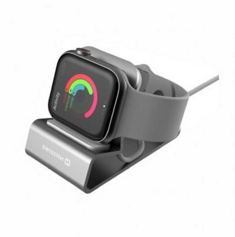 SWISSTEN Aluminium Ständer mit Silikonpad kompatibel mit Apple Watch Smartwatch-Halterung von SWISSTEN