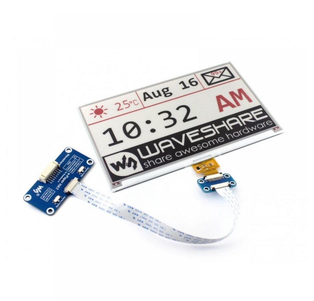 Waveshare LED-Display 7.5 800×480 ePaper Display HAT für Raspberry Pi, dreifarbig (rot von Waveshare