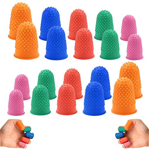 OTTYMO 20 Stück Fingerschutz Gummi Fingerspitzen 5 Farben Fingerkappen Zählfinger Fingerschutz Bäufer Blattwender Finger Gummi Finger Tip Pads Wiederverwendbare Fingerschutz für Verschiedene Finger von OTTYMO