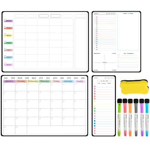 11PCS Stundenplan Abwischbar Monatsplaner Magnetisch Set, Stundenplan Magnetisch Wochenplaner Abwischbar Whiteboardfolie Essensplaner Woche Abwischbar Familienplaner Whiteboard Planer To Do Liste von OTYMIOW