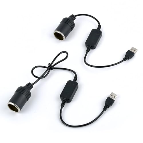 5V USB A auf 12V Zigarettenanzünder Adapter 2PCS, 5V USB auf Zigarettenanzünder 12V Zigarettenanzünder Verlängerung Zigarettenanzünder Adapter Kurz Lang, Adapter USB auf 12V Stecker - 35cm+60cm Max10W von OTYMIOW