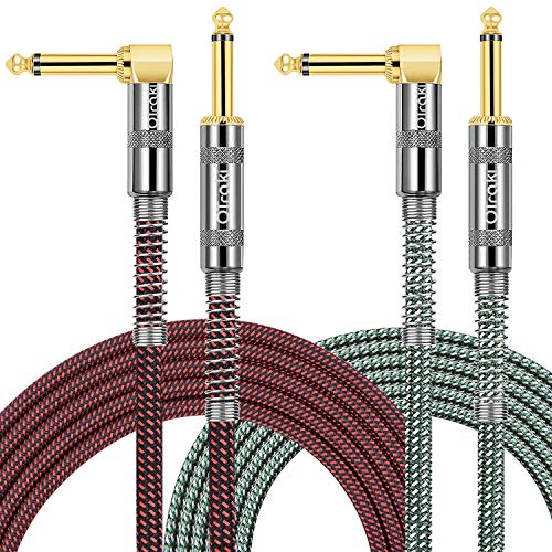 OTraki Gitarrenkabel, 3 Meters Gitarren Instrumentenkabel 2er Packung mit 6.3mm geräuschloses Basskabel Geräuschlos Gitarreneffekte guitar cable Gitarren Klinkenpatchkabel von OTraki