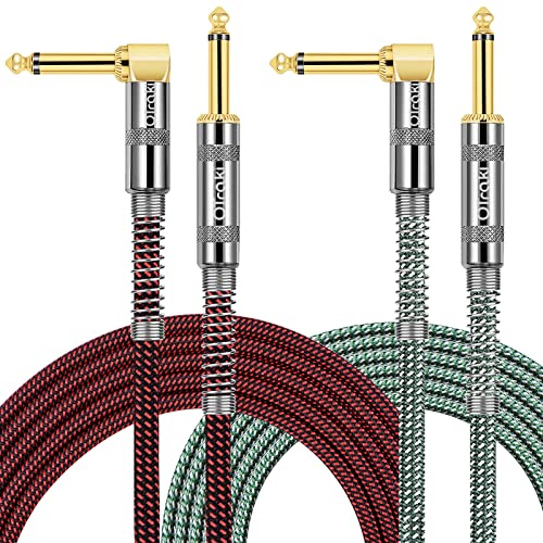OTraki Gitarrenkabel 2m Klinkenkabel 6,3mm Instrumentenkabel für E Gitarre Lärmschutz klinkenkabel mit Abgewinkelte Stecker und 1 Standard Klinke für die E-Gitarre, Bassgitarre, Keyboard von OTraki