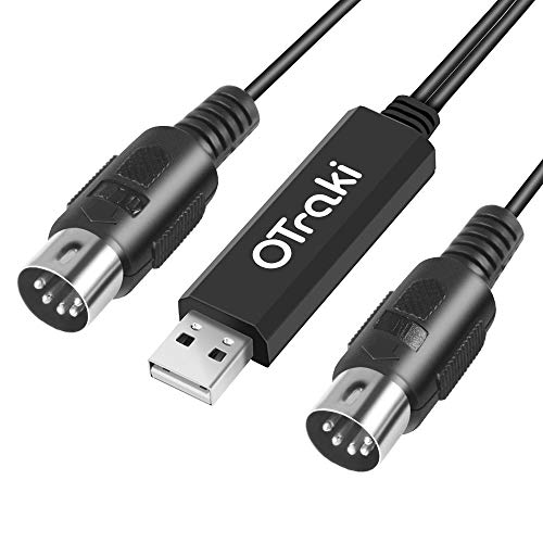 OTraki Midi Kabel USB Interface Konverter, In Out 5 Polig Midi zu USB Adapter Controller für Keyboard Piano Instrument auf Mac Computer PC Windows Laptop Musik Studio (3 m) von OTraki