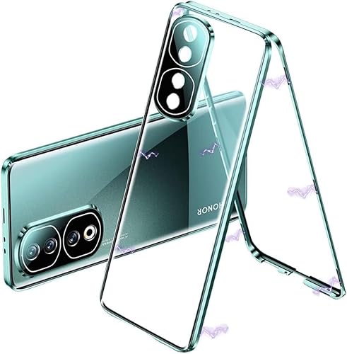 OUBELI Hülle für Honor 90, Magnetische Adsorption Handyhülle 360 Grad Beidseitig Schutz transparent Handyhülle, Vorne hinten Gehärtetes Glas Schutzhülle Metallrahmen Case, grün von OUBELI