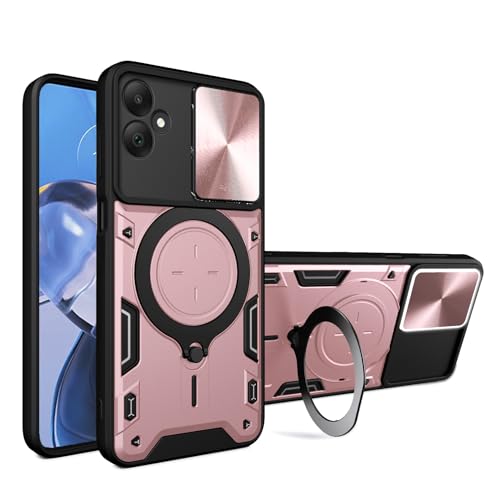 OUBELI Hülle für Samsung Galaxy A05 Handyhülle mit Kameraschutz Ring Magnetische Ständer Weich TPU Silikon Rahmen und PC Anti Kratzer und Stoßschutz Schutzhülle (Roségold) von OUBELI