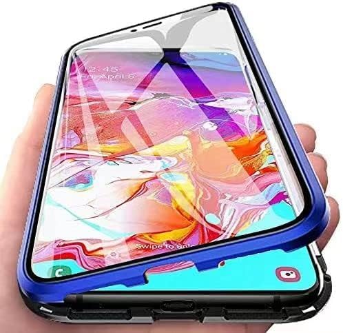 OUBELI Hülle für Samsung Galaxy A15 5G/4G Magnetische Adsorption Handyhülle 360 Grad Beidseitig Schutz transparent Handyhülle Vorne hinten Gehärtetes Glas Schutzhülle Metallrahmen Case. blau von OUBELI