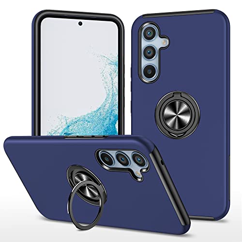 OUBELI Hülle für Samsung Galaxy S23 FE Handyhülle mit Ring Ständer Magnetische Auto Halterung Stoßfestes Anti-Fingerabdruck Fallschutz Schutzhülle Hochwertiges weiche TPU+PC Case. blau von OUBELI