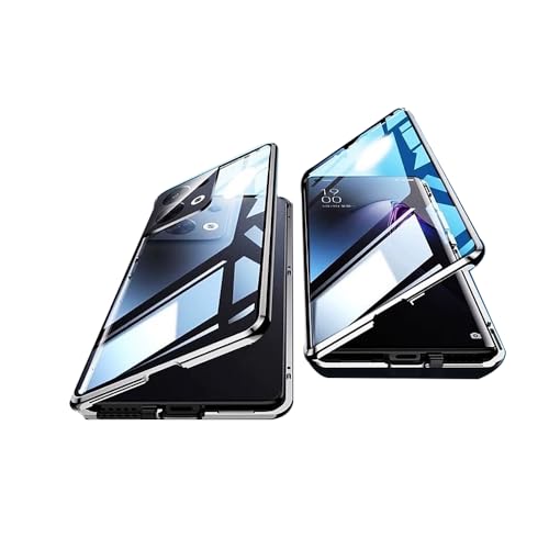 OUBELI Hülle für Xiaomi Redmi Note 13 Pro 5G Magnetische Adsorption Handyhülle 360 Grad Beidseitig Schutz transparent Handyhülle Vorne hinten Gehärtetes Glas Schutzhülle Metallrahmen Case. schwarz von OUBELI