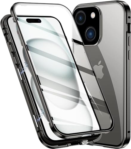 OUBELI Hülle für iPhone 15 Magnetische Adsorption Handyhülle 360 Grad Beidseitig Schutz transparent Handyhülle Vorne hinten Gehärtetes Glas Schutzhülle Metallrahmen Case. schwarz OUBELI Hülle für iPhone 15 Magnetische Adsorption Handyhülle 360 Grad Beidseitig Schutz transparent Handyhülle Vorne hinten Gehärtetes Glas Schutzhülle Metallrahmen Case. schwarz von OUBELI