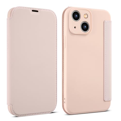 OUBELI Hülle für iPhone 15 Plus Handyhülle Premium PU Leder Flip Klapphülle Tasche Case Flüssige Silicone Case [Standfunktion] [Kartenfächern] Schutzhülle (Rosa) von OUBELI