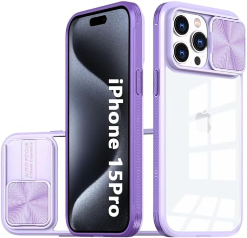 OUBELI Hülle für iPhone 15 Pro Kamera Schutz mit Schieber Case, Weich TPU Silikon Rahmen+ transparent Hard PC Hybrid Case, Nie Vergilbung Anti Kratzer und Stoßschutz Handyhülle, lila. OUBELI Hülle für iPhone 15 Pro Kamera Schutz mit Schieber Case, Weich TPU Silikon Rahmen+ transparent Hard PC Hybrid Case, Nie Vergilbung Anti Kratzer und Stoßschutz Handyhülle, lila. von OUBELI