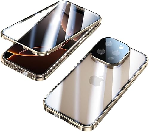 OUBELI Hülle für iPhone 16 Pro Max Magnetische Adsorption Handyhülle 360 Grad Beidseitig Schutz transparent Handyhülle Vorne hinten Gehärtetes Glas Schutzhülle Metallrahmen Case. Gold OUBELI Hülle für iPhone 16 Pro Max Magnetische Adsorption Handyhülle 360 Grad Beidseitig Schutz transparent Handyhülle Vorne hinten Gehärtetes Glas Schutzhülle Metallrahmen Case. Gold von OUBELI