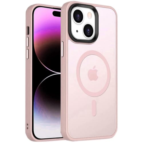 OUBELI Magnetisch Hülle für iPhone 15 Plus Handyhülle Kompatibel mit Magsafe Mattes Ultimatives Berühren Gefühl Dünn PC Kratzresistente Rückseite Stoßfest TPU Bumper -Rosa von OUBELI