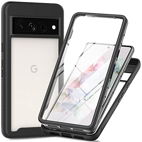 OUBELI Transparent Hülle für Google Pixel 8 Pro 360 Grad stoßfeste Schutz Design integrierter Bildschirmschutz Ultra dünnes Silikon TPU vorne und Advanced PC Back-schwarz von OUBELI