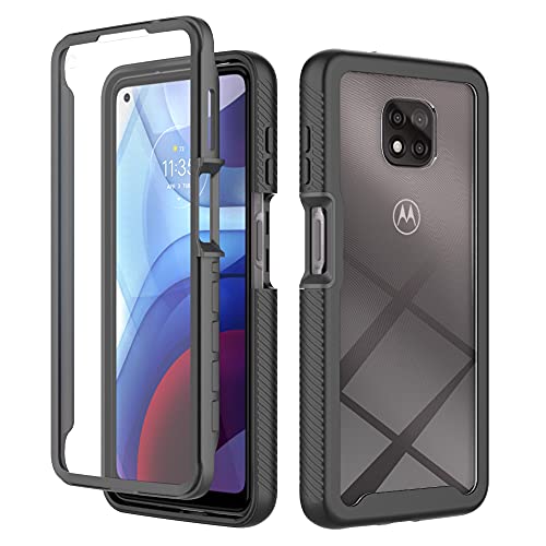 OUBELI Transparent Hülle für Motorola Moto G Power 2021, 360 Grad stoßfeste Schutz Design integrierter Bildschirmschutz, Ultra dünnes Silikon TPU vorne und Advanced PC Back-schwarz von OUBELI
