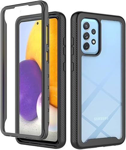 OUBELI Transparent Hülle für Samsung Galaxy A52 4G, 360 Grad Schutz Design, integrierter Bildschirmschutz, Ultra dünn aus Silikon TPU vorne und robustem PC Premium Cover.Schwarz von OUBELI