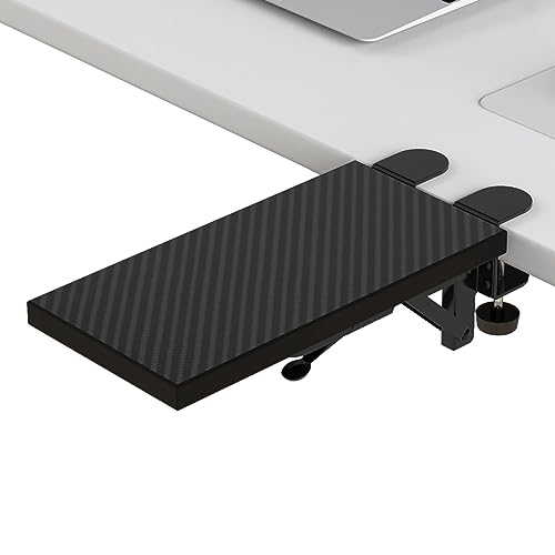 OUGIC Ergonomische Schreibtisch-Verlängerung, 30 x 15 cm, Klemme ohne Perforation, faltbare Tastatur-Schubladenablage, Handgelenkauflage, Computerständer, Schwarz von WITPOCE